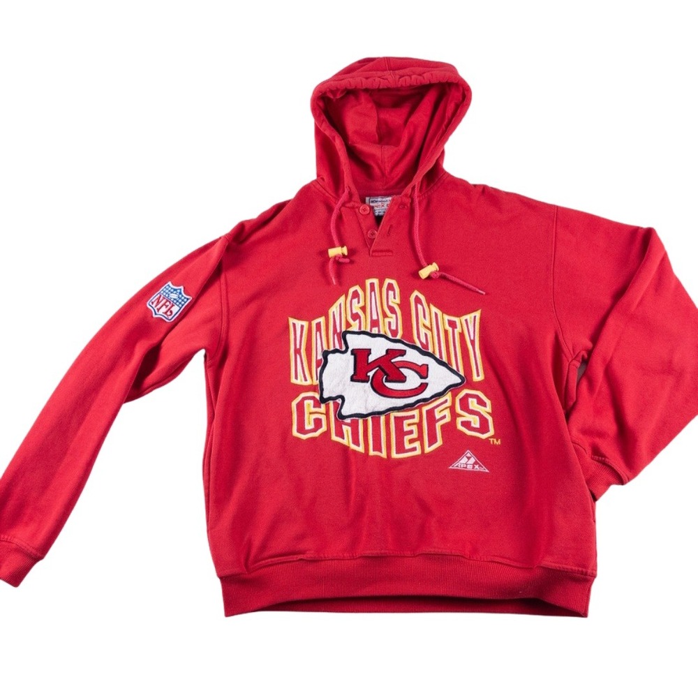 Apex One Kansas City Chiefs Hoodie Mens M Red Vintage 90s NFL Pro Line Henley